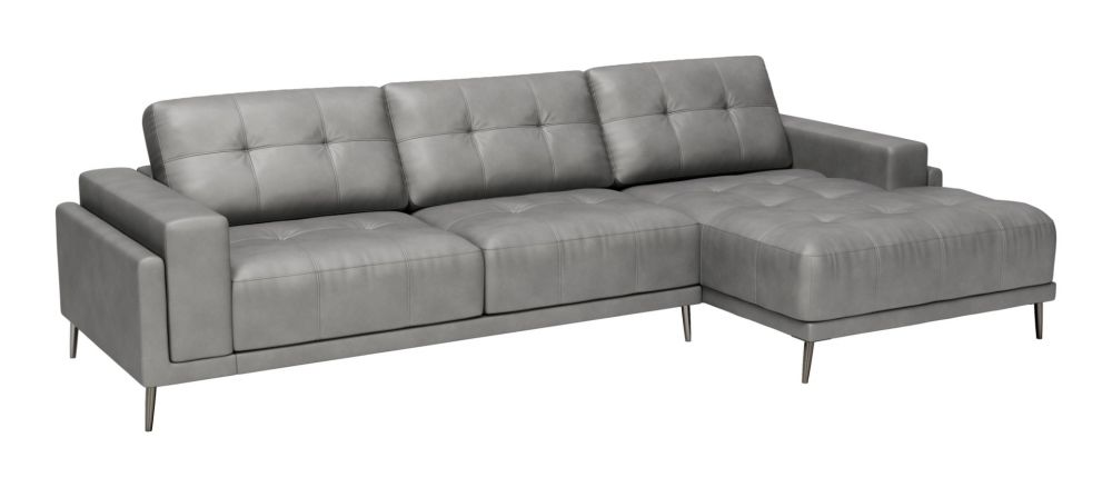 Bliss Leather Sectional - Gray