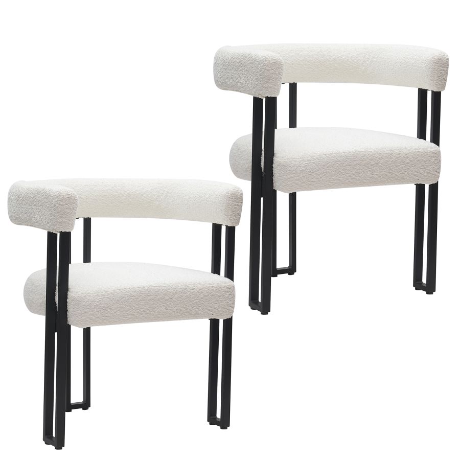 Julius-Scarlet 7 Piece Dining Set - Black Table with Ivory Chairs