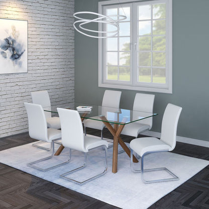 Stark-Maxim 7 Piece Dining Set - Walnut with White Chairs