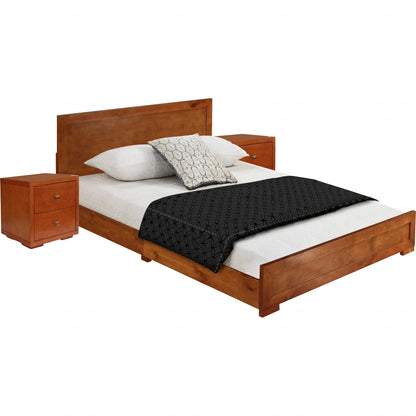 Moma Black Wood Platform Queen Bed With Two Nightstands