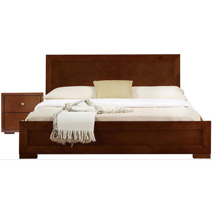 Moma Black Wood Platform Queen Bed With Two Nightstands