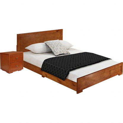 Moma Black Wood Platform Queen Bed With Two Nightstands