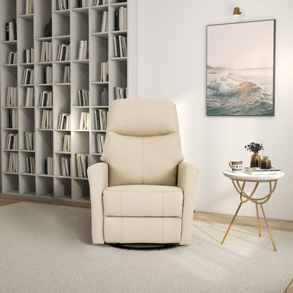 Harlow Swivel Glider Leather Recliner Chair - Ivory