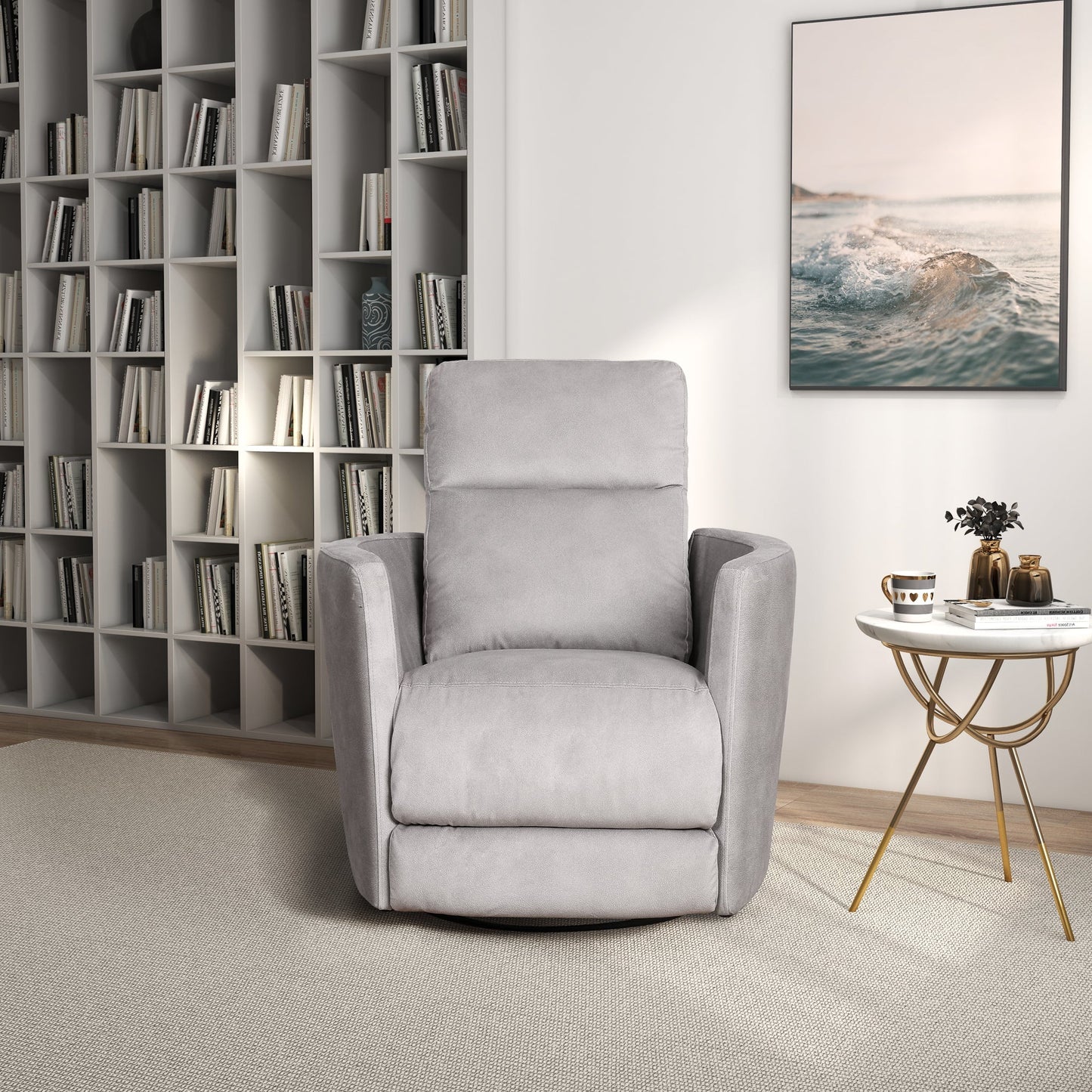 Lawson Swivel Glider Linen Recliner Chair - Latte