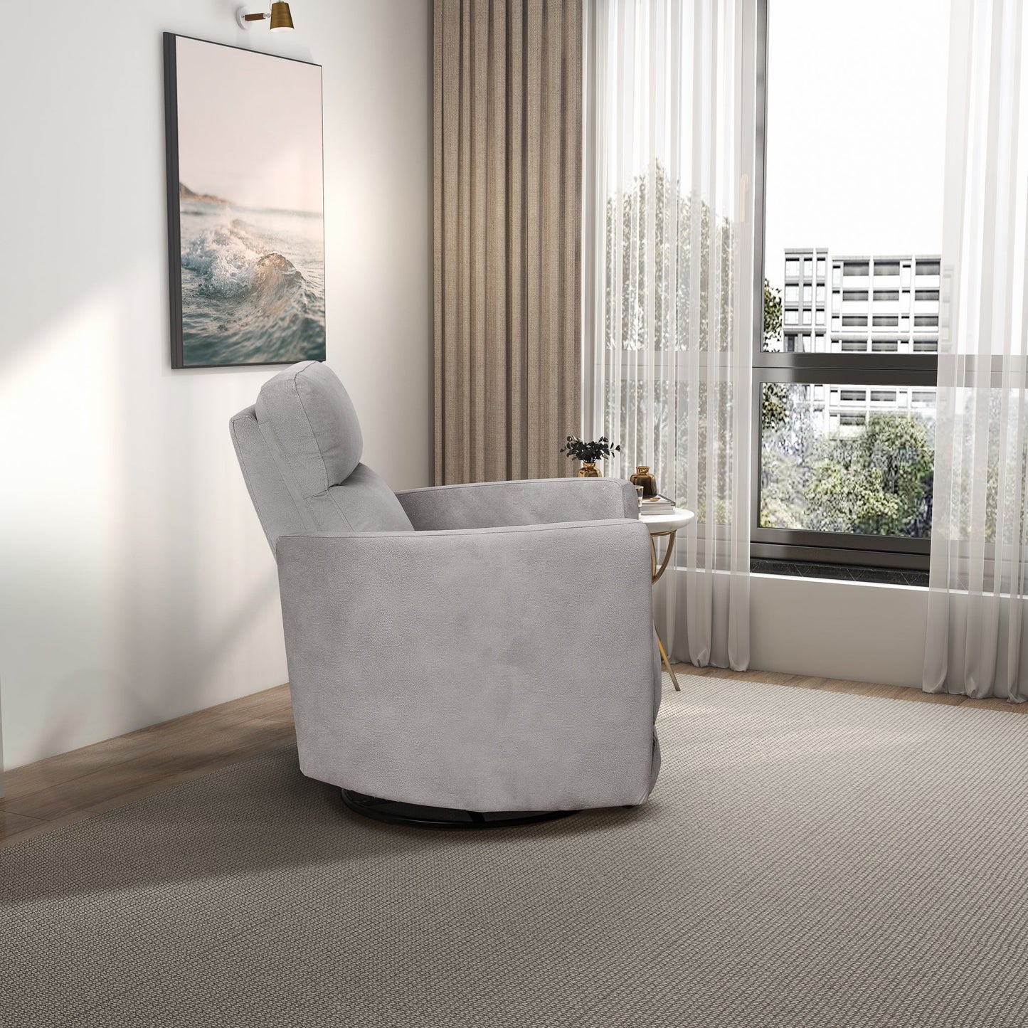 Lawson Swivel Glider Linen Recliner Chair - Latte