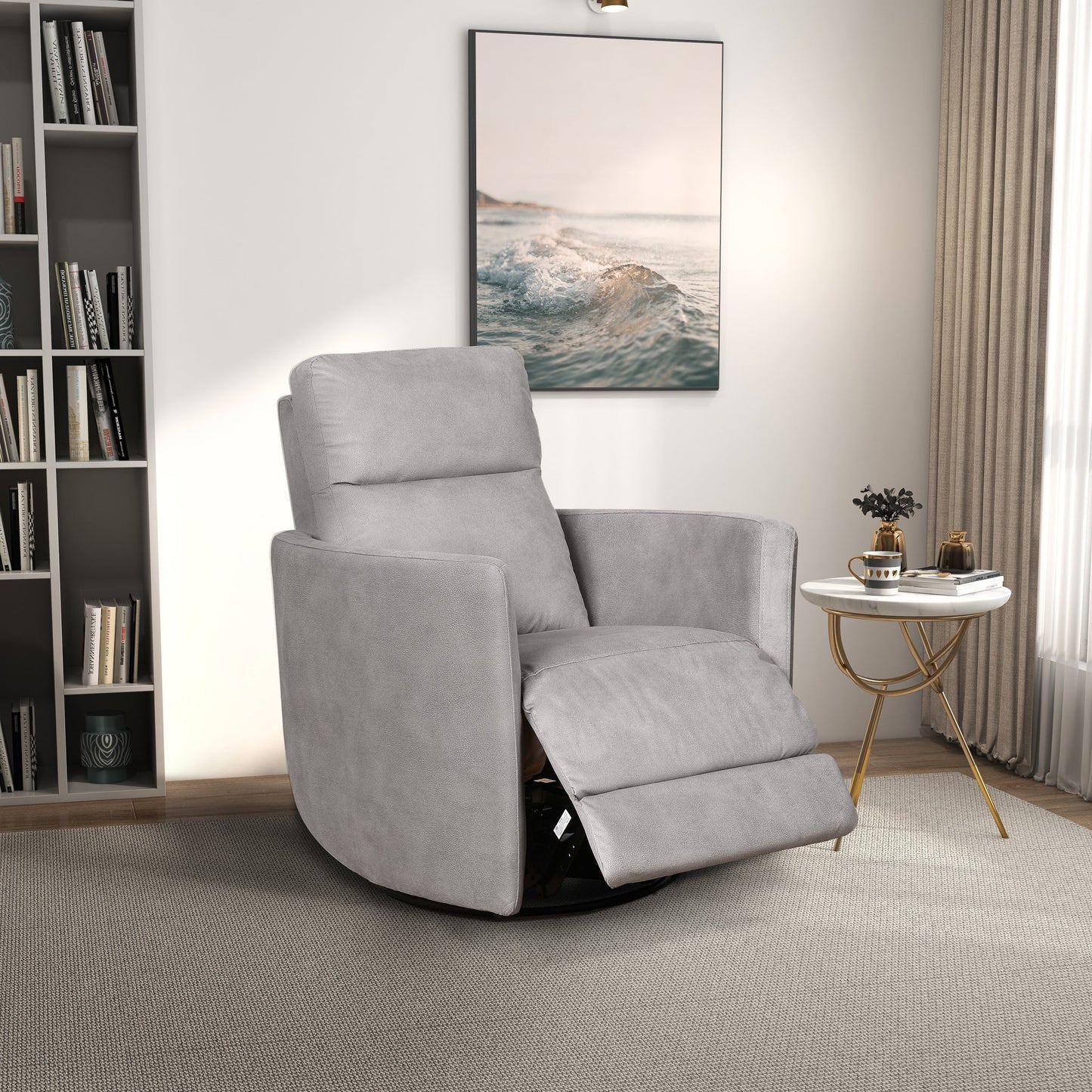 Lawson Swivel Glider Linen Recliner Chair - Latte