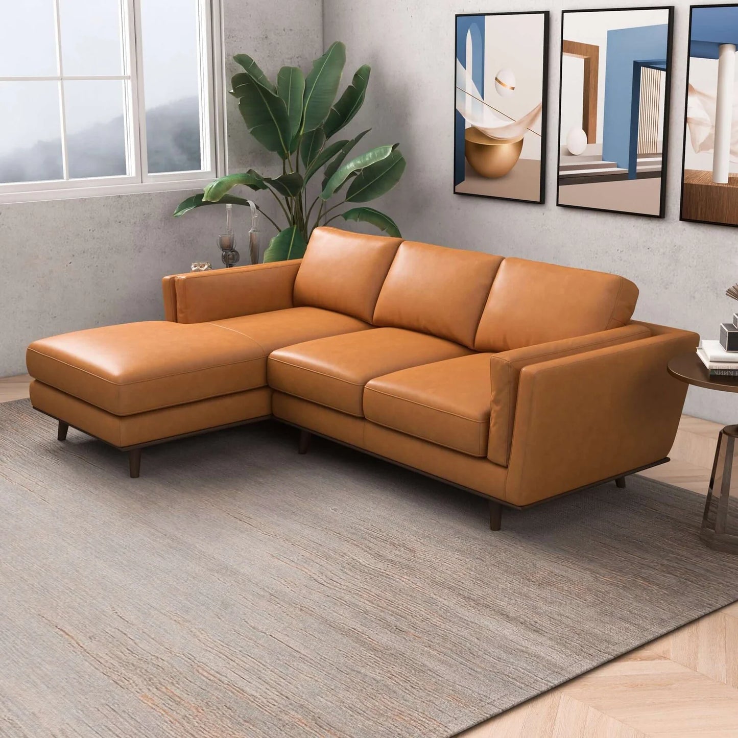 Chase Genuine Leather Sectional - Tan