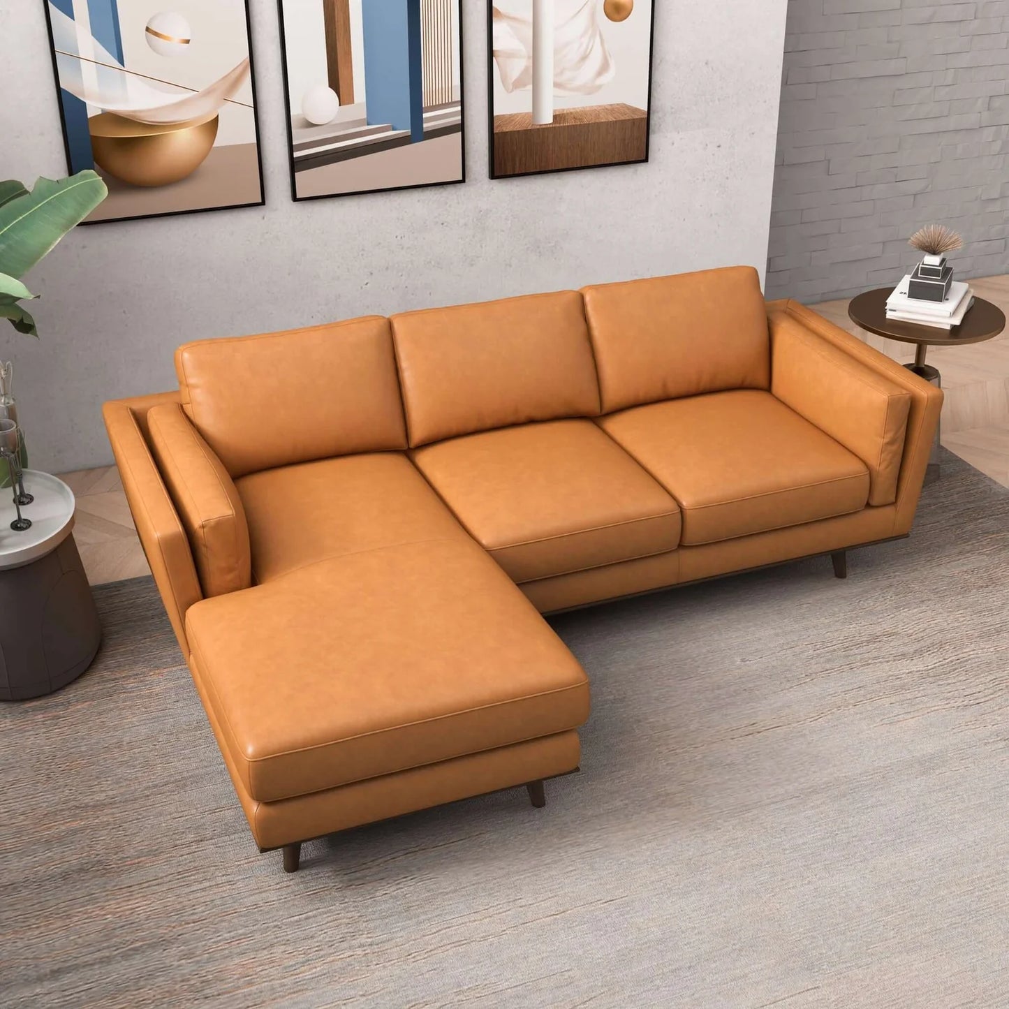 Chase Genuine Leather Sectional - Tan