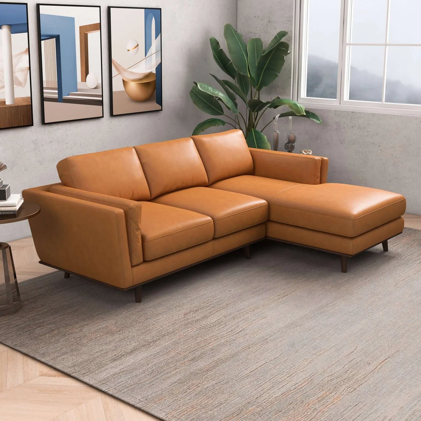 Chase Genuine Leather Sectional - Tan