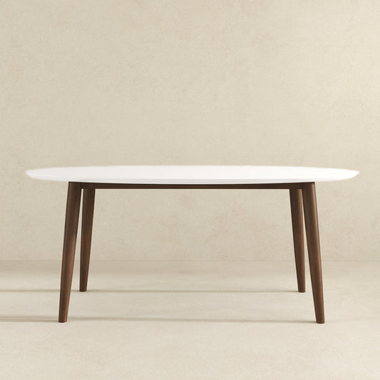 Ada Modern Style Solid Wood White Top Oval Dining Table