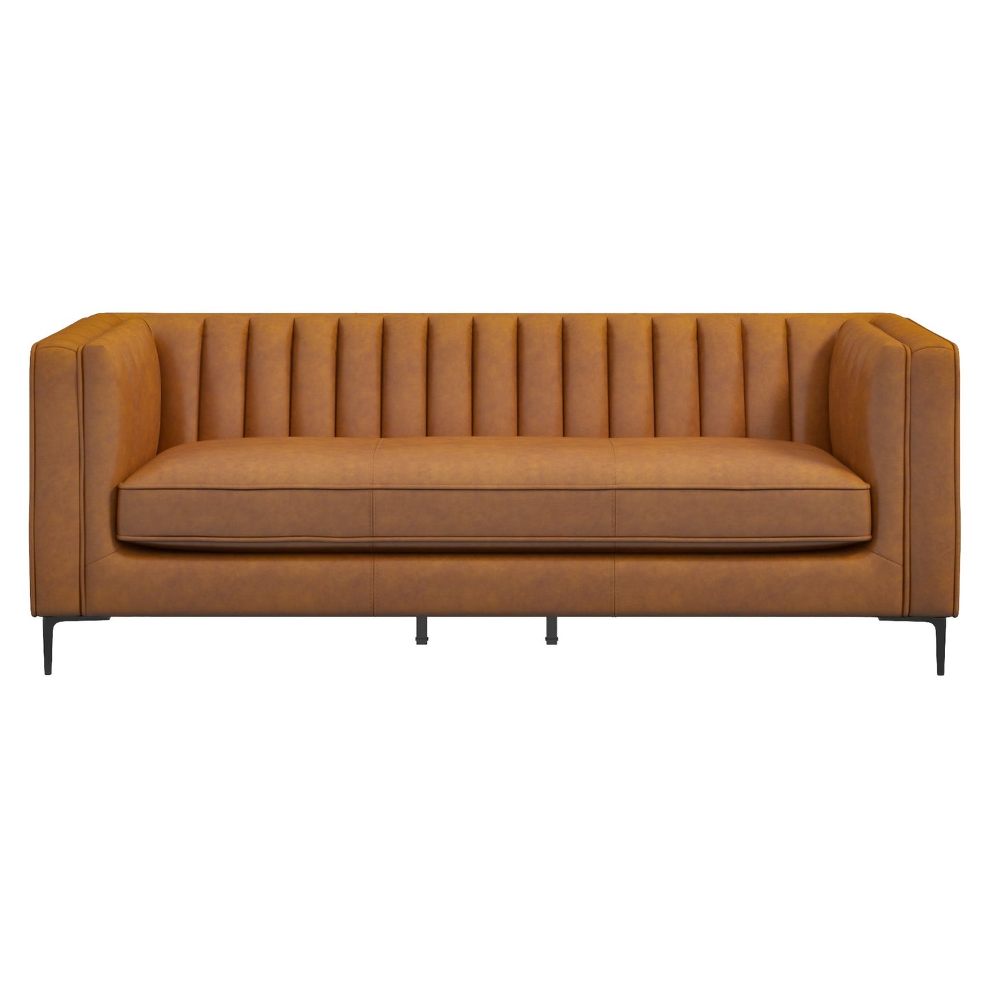 Angelina Cognac Leather Sofa 84"