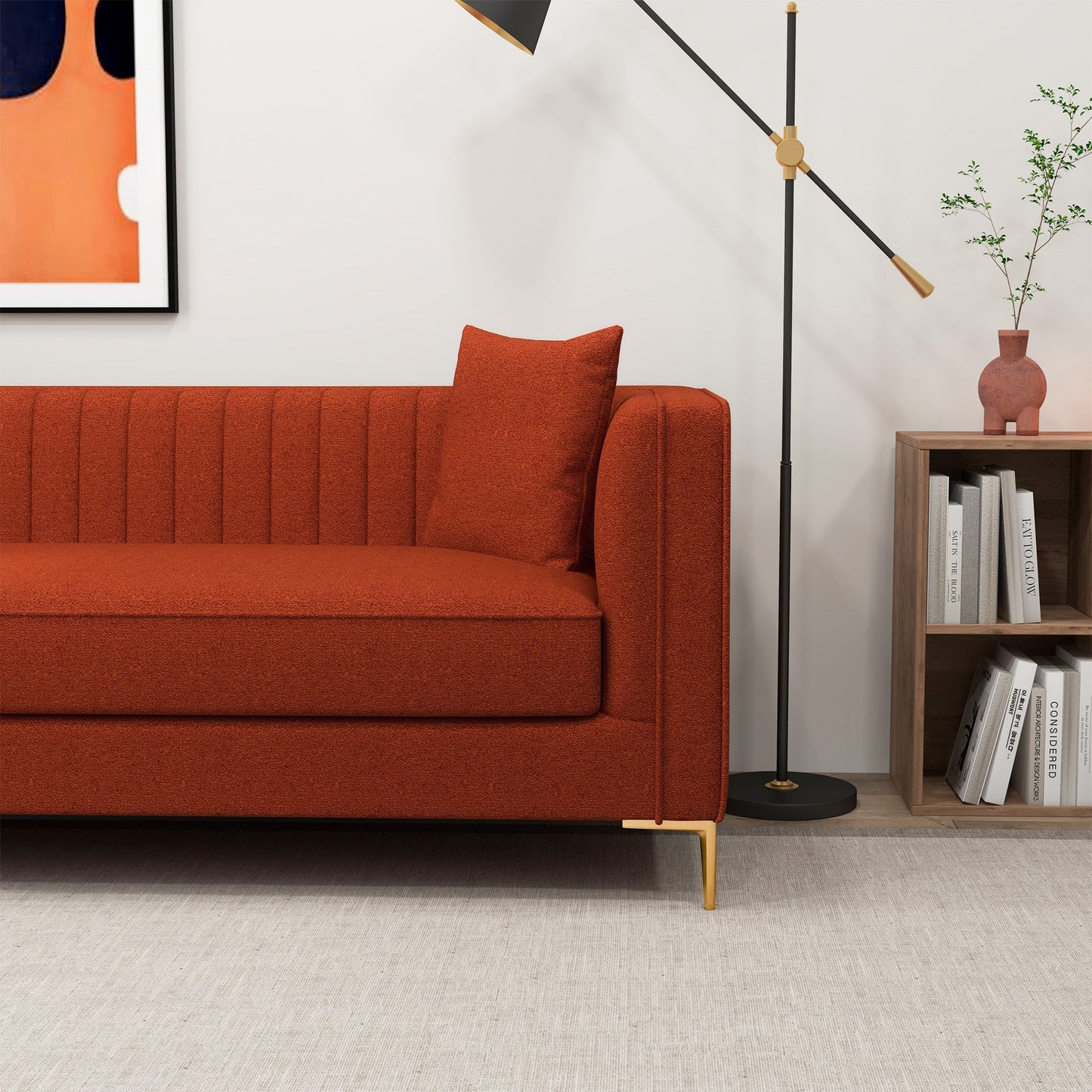 Angelina Red Boucle Sofa 84"