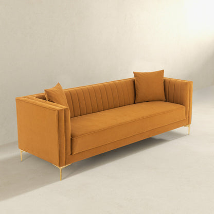 Angelina Sofa 91" (Cognac Velvet)