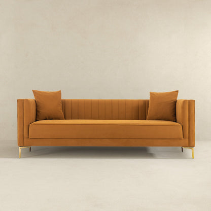 Angelina Sofa 91" (Cognac Velvet)