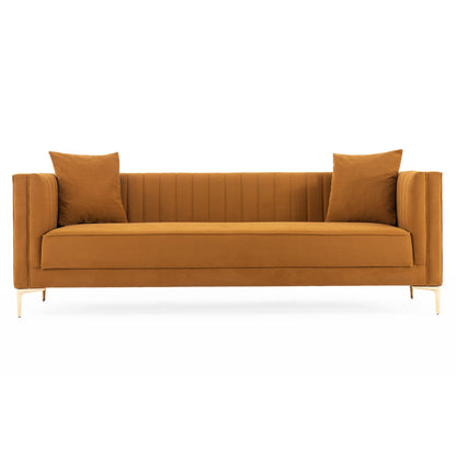 Angelina Sofa 91" (Cognac Velvet)