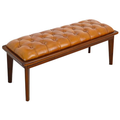 Arden Tan Leather Bench