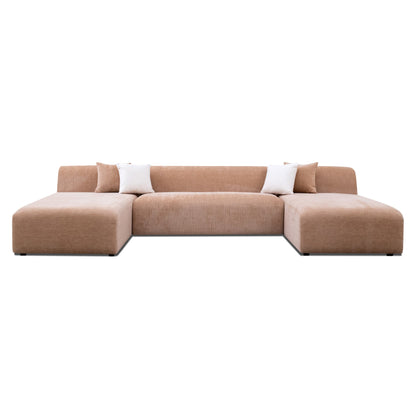 Audrey Peach Chenille U-Shape Corner Sofa