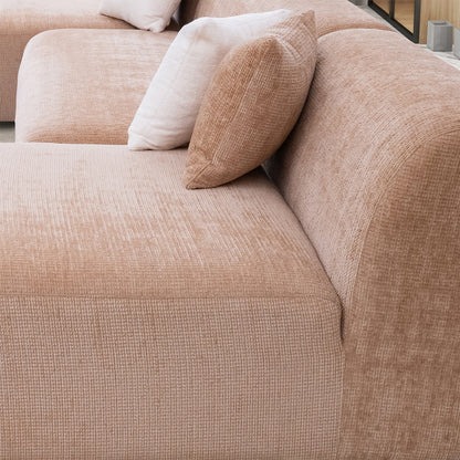 Audrey Peach Chenille U-Shape Corner Sofa