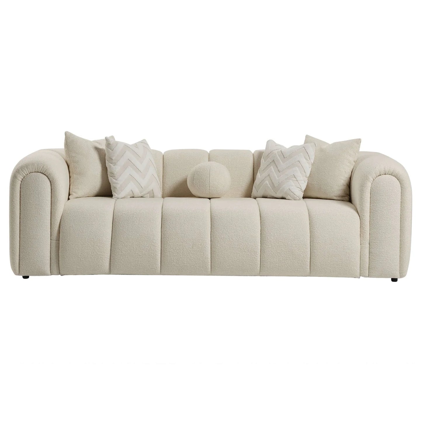 Beatrice Modern Tufted Ivory Boucle Sofa