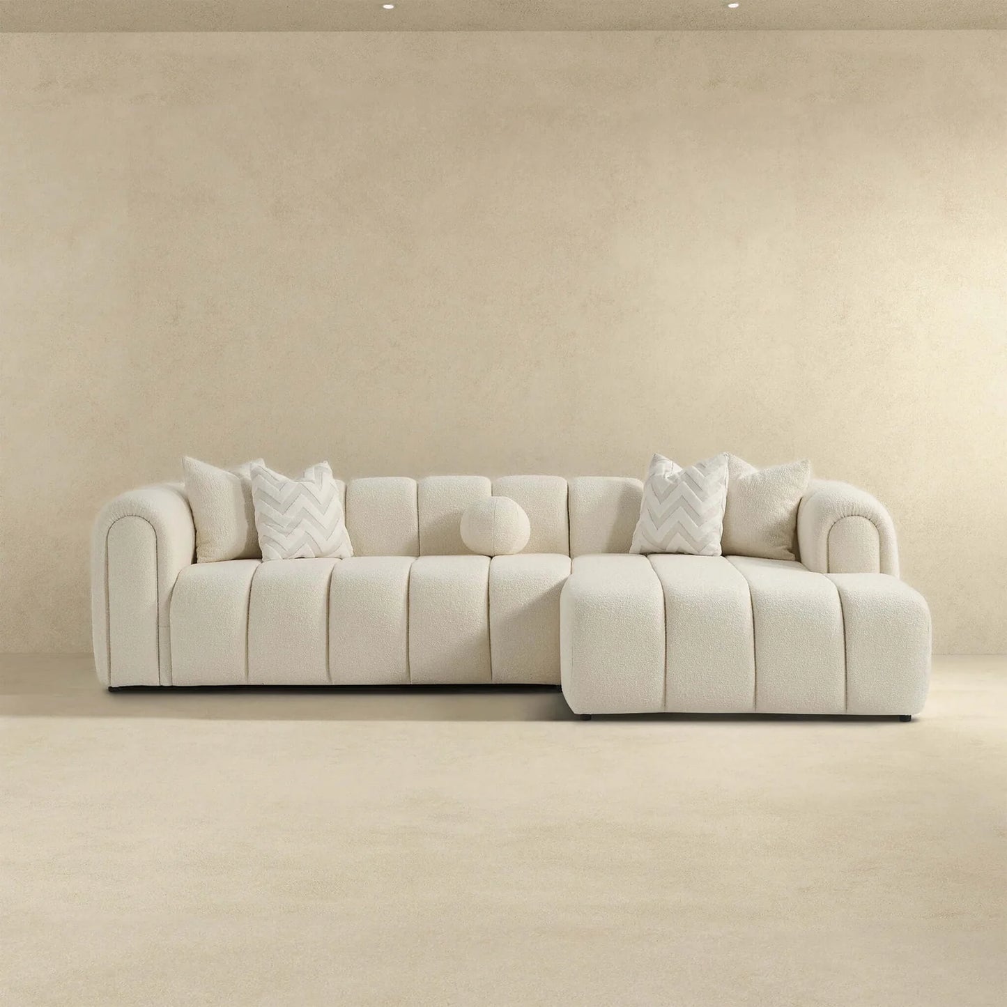 Beatrice Modern Tufted Ivory Boucle Sectional