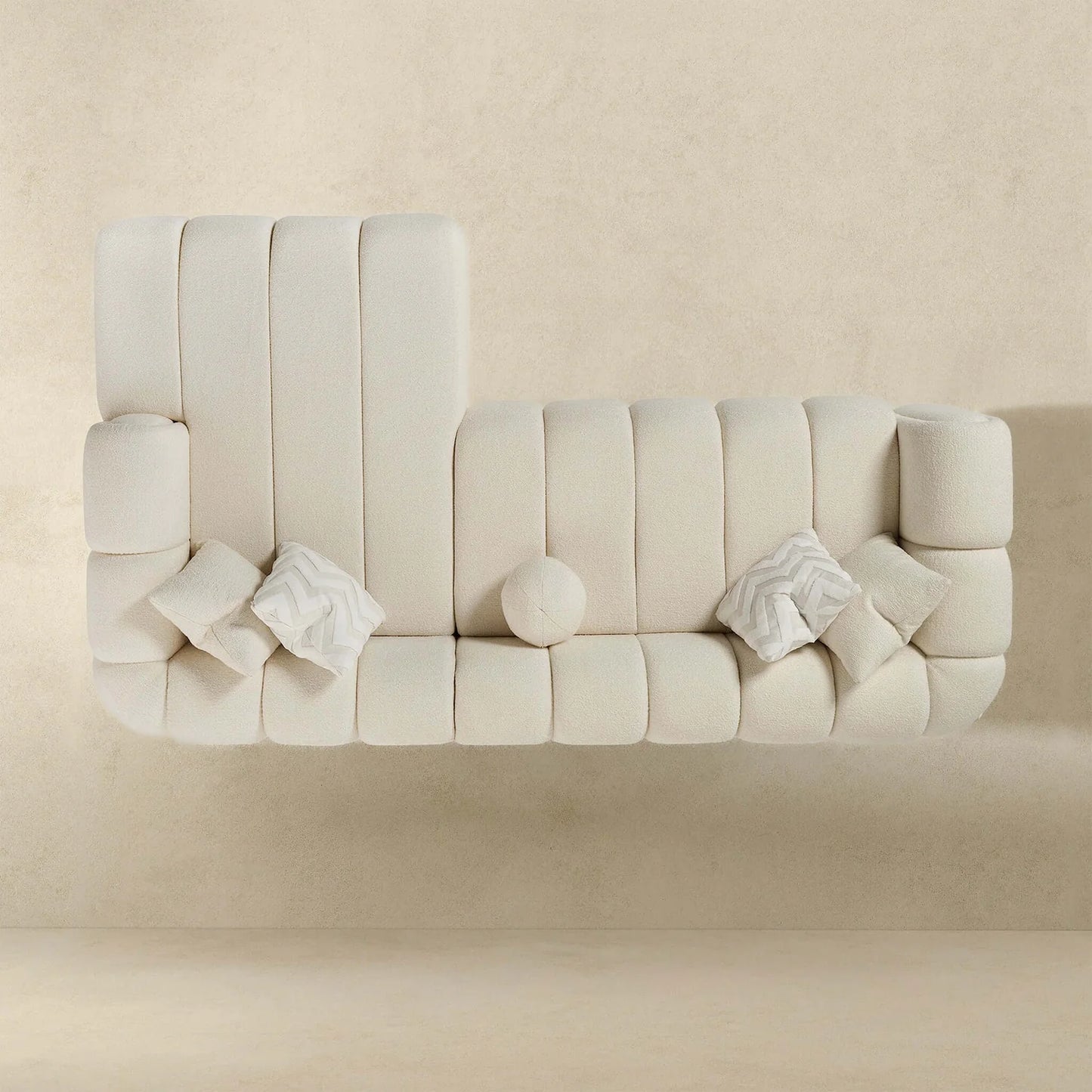 Beatrice Modern Tufted Ivory Boucle Sectional