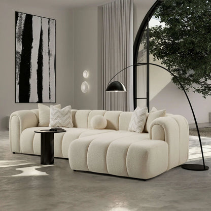 Beatrice Modern Tufted Ivory Boucle Sectional