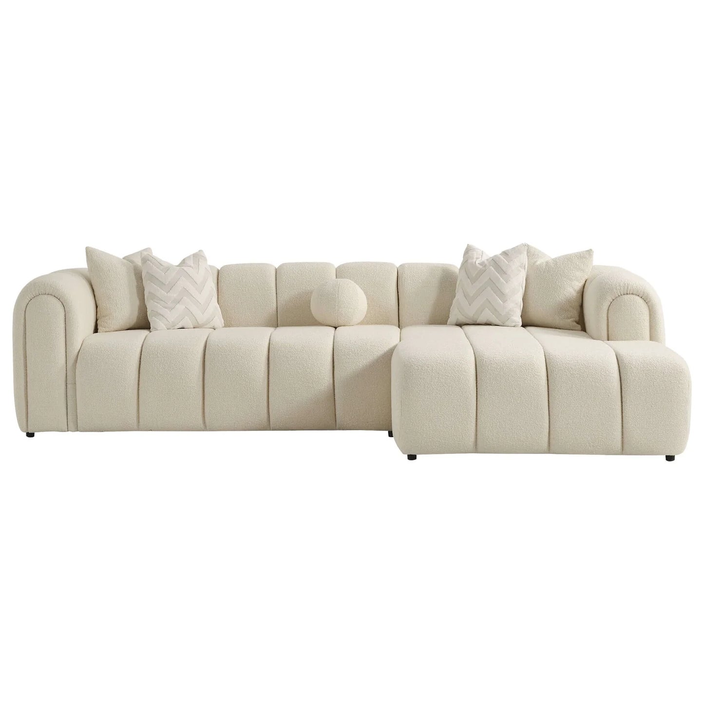 Beatrice Modern Tufted Ivory Boucle Sectional