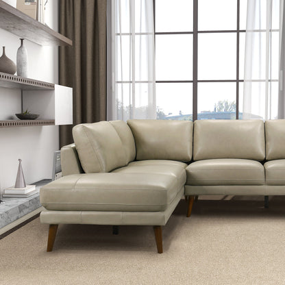 Benson Beige Leather Left Facing Sectional