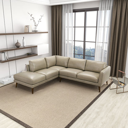 Benson Beige Leather Left Facing Sectional