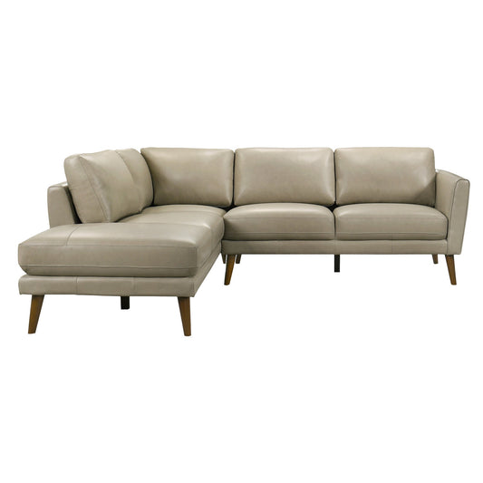 Benson Beige Leather Left Facing Sectional