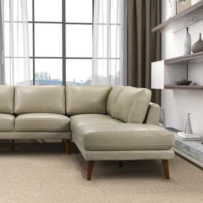 Benson Beige Leather Right Facing Sectional