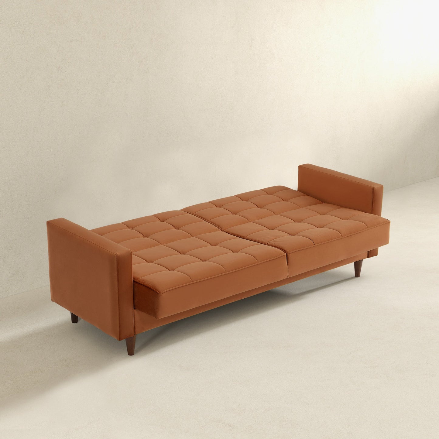 Benara Burnt Orange Velvet Sleeper Sofa