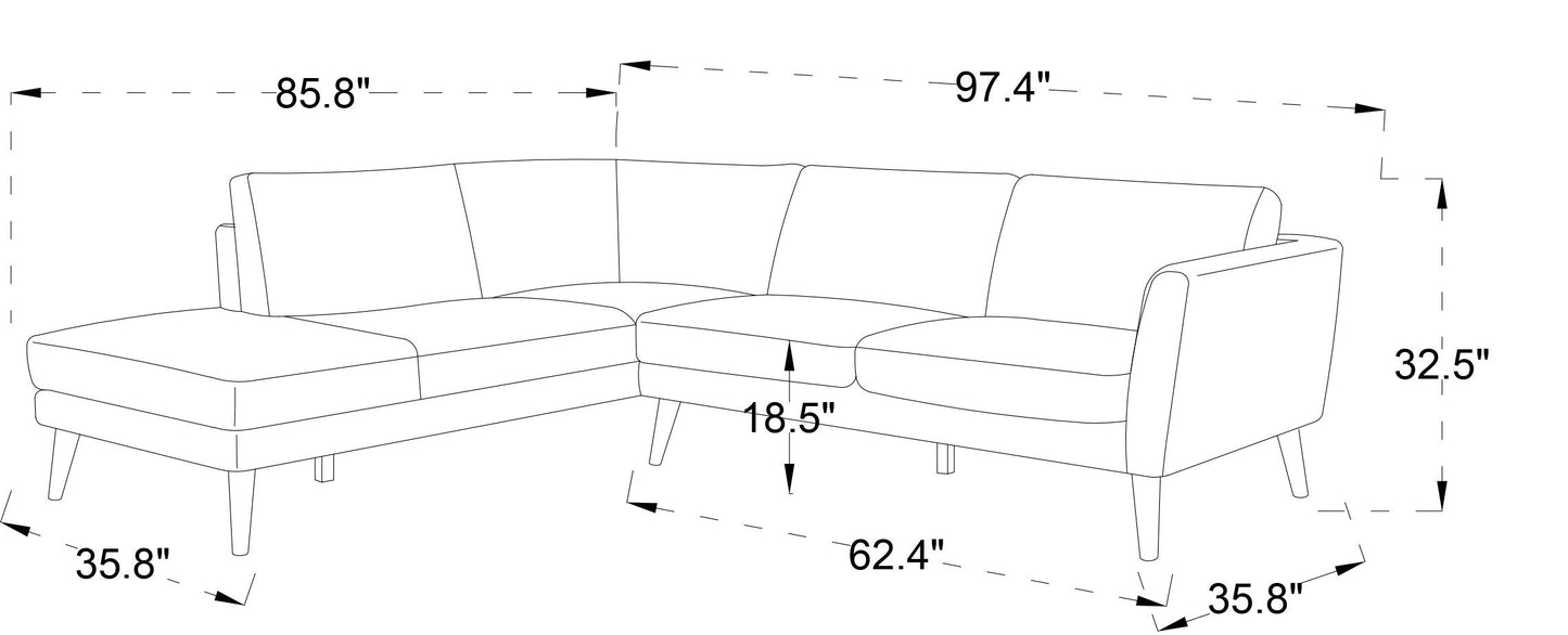 Benson Grey Fabric Left Facing Sectional