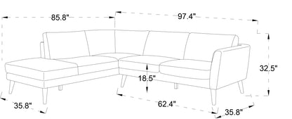 Benson Grey Fabric Left Facing Sectional