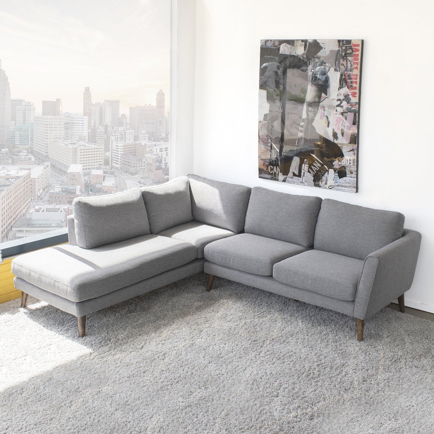 Benson Grey Fabric Left Facing Sectional