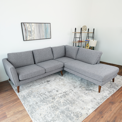 Benson Grey Fabric Right Facing Sectional