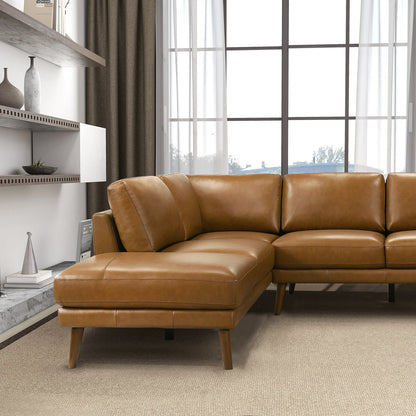 Benson Tan Leather Sectional