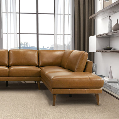 Benson Tan Leather Sectional