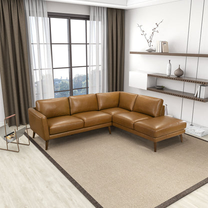 Benson Tan Leather Sectional