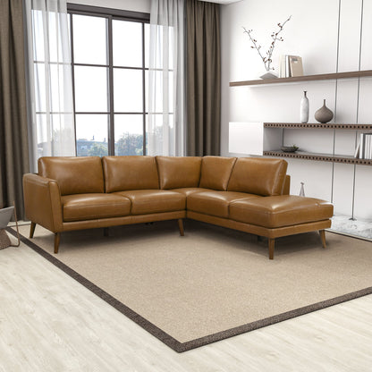 Benson Tan Leather Sectional