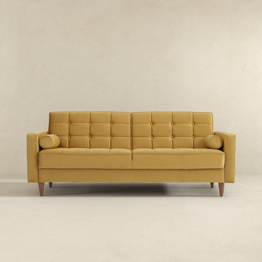 Benara Yellow Velvet Sleeper Sofa