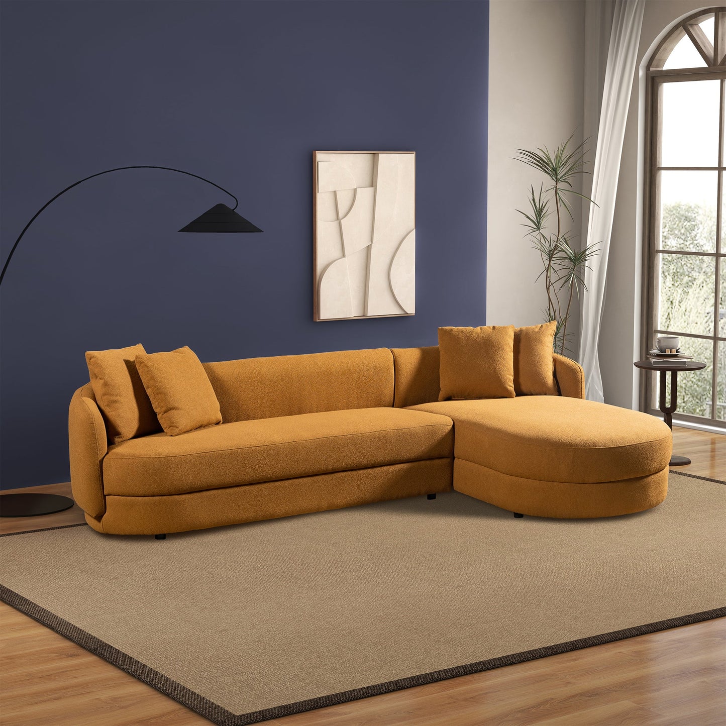 Chandler Cognac Boucle Right Facing Sectional