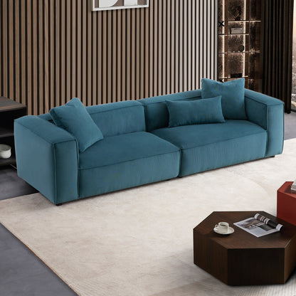 Conner Blue Corduroy Sofa 110"