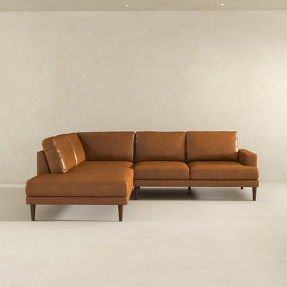 Corbin Left-Facing Tan Leather Sectional