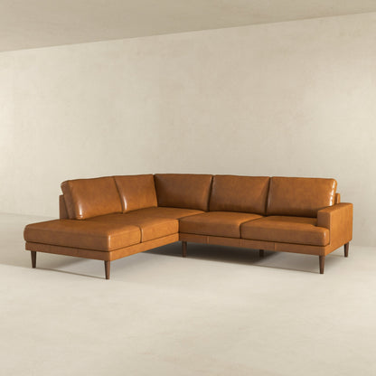 Corbin Left-Facing Tan Leather Sectional