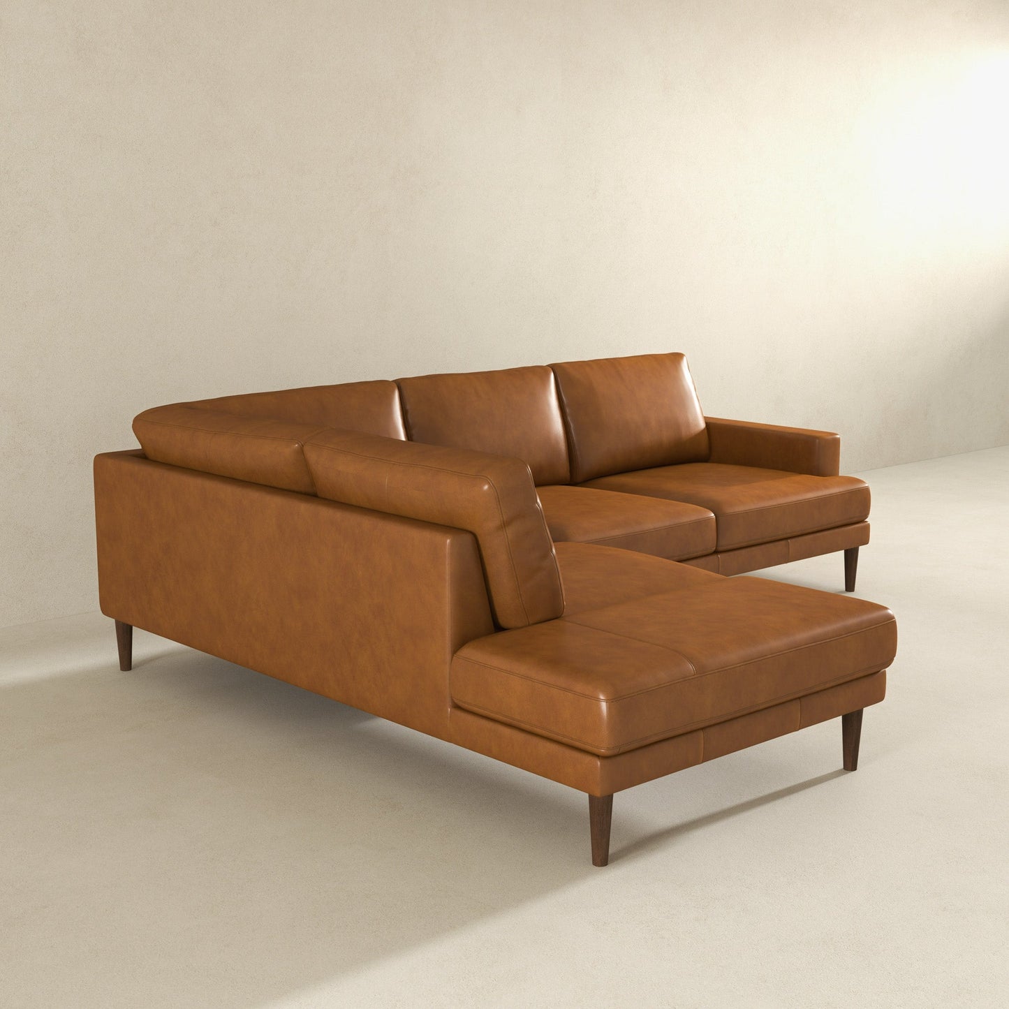 Corbin Left-Facing Tan Leather Sectional