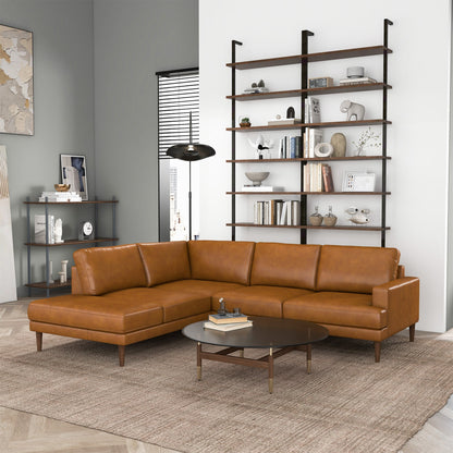 Corbin Left-Facing Tan Leather Sectional