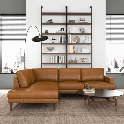 Corbin Left-Facing Tan Leather Sectional