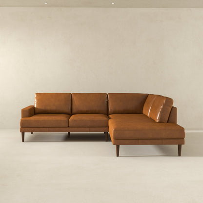 Corbin Right-Facing Tan Leather Sectional