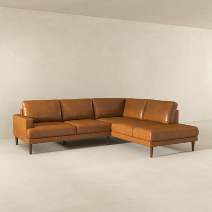 Corbin Right-Facing Tan Leather Sectional